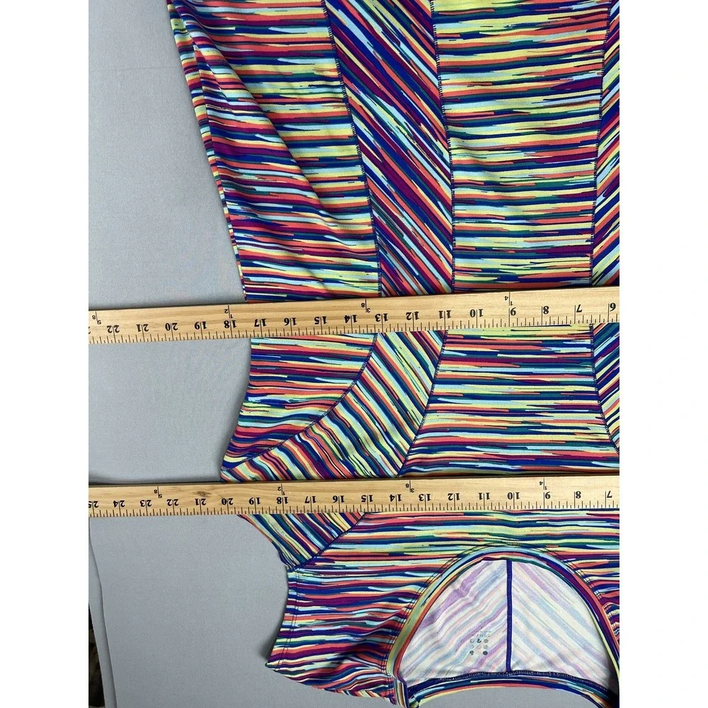 Womens‎ Title Nine Dress Large Dream Multicolor Striped Short Sleeve Activewear